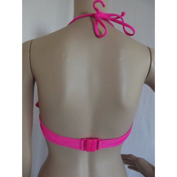 Xhilaration Medium Pink Flounce Bandeau Bikini Strapless Halter Strap Swim Top m - Picture 4 of 9